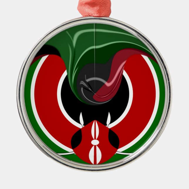 Fluid Kenyan-Flagga: Modern design Julgransprydnad Metall (Framsidan)
