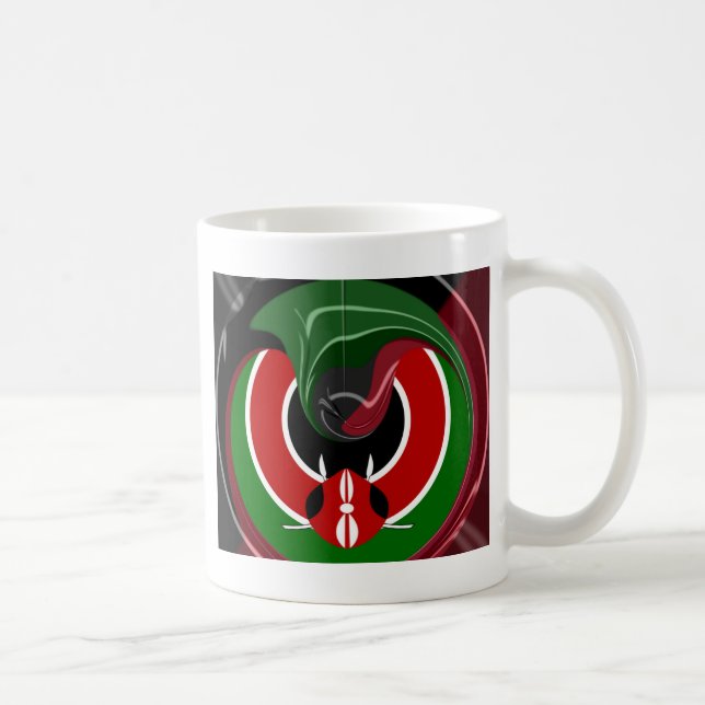 Fluid Kenyan-Flagga: Modern design Kaffemugg (Höger)