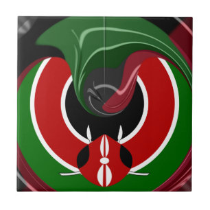 Fluid Kenyan-Flagga: Modern design Kakelplatta