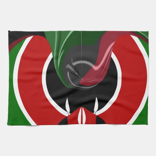 Fluid Kenyan-Flagga: Modern design Kökshandduk (Horisontell)