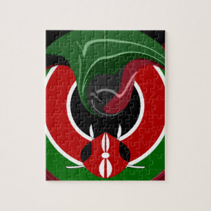 Fluid Kenyan-Flagga: Modern design Pussel