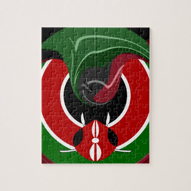 Fluid Kenyan-Flagga: Modern design Pussel (Vertikal)