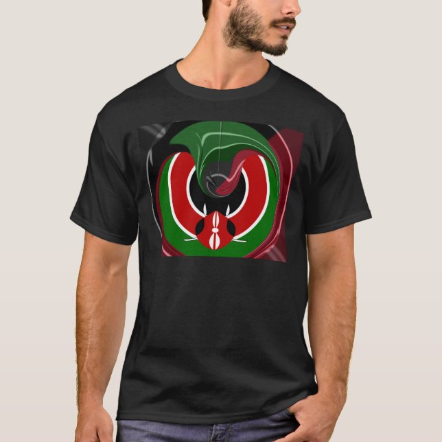 Fluid Kenyan-Flagga: Modern design T Shirt (Framsida)