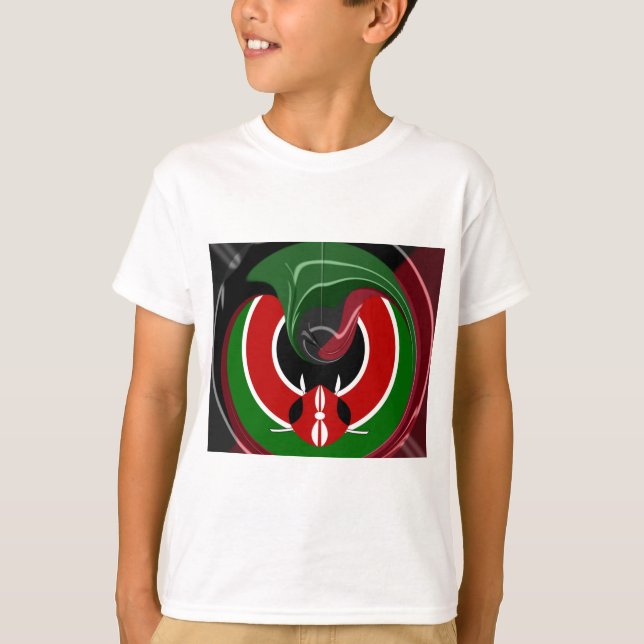 Fluid Kenyan-Flagga: Modern design T Shirt (Framsida)