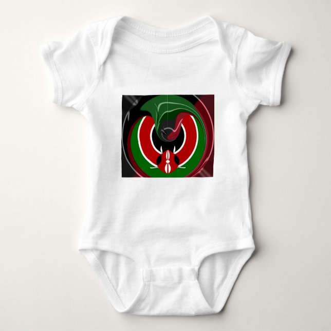 Fluid Kenyan-Flagga: Modern design T-shirt (Framsida)