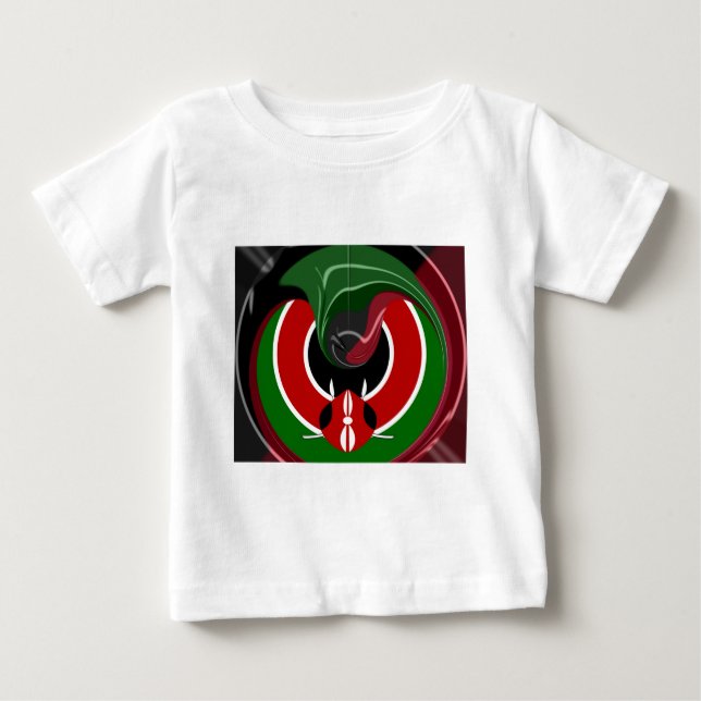 Fluid Kenyan-Flagga: Modern design Tee Shirt (Framsida)