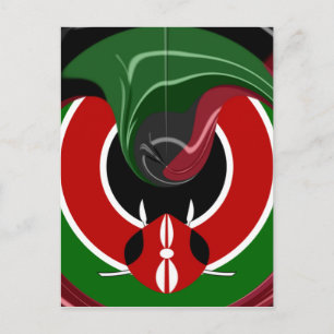 Fluid Kenyan-Flagga: Modern design Vykort