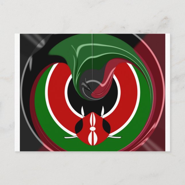 Fluid Kenyan-Flagga: Modern design Vykort (Framsida)