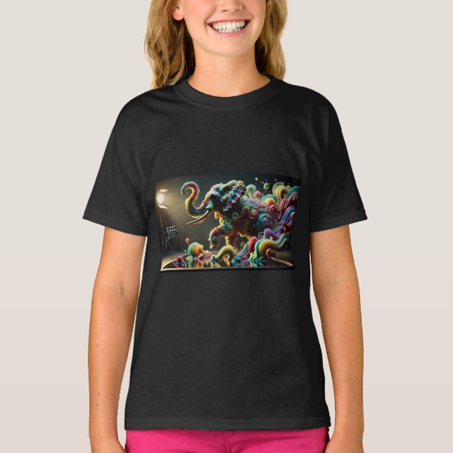 "Fluid Majesty: The Enchanted Elephant" T Shirt (Framsida)