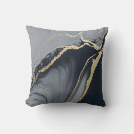Fluid Marble Swirls in Navy and Guld Dekorativ kud Kudde