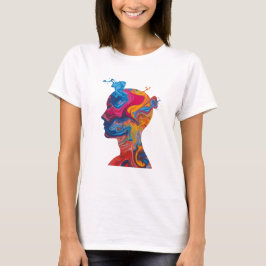 Fluid Paint Waves & Abstract Head – Women’s Basic  T Shirt