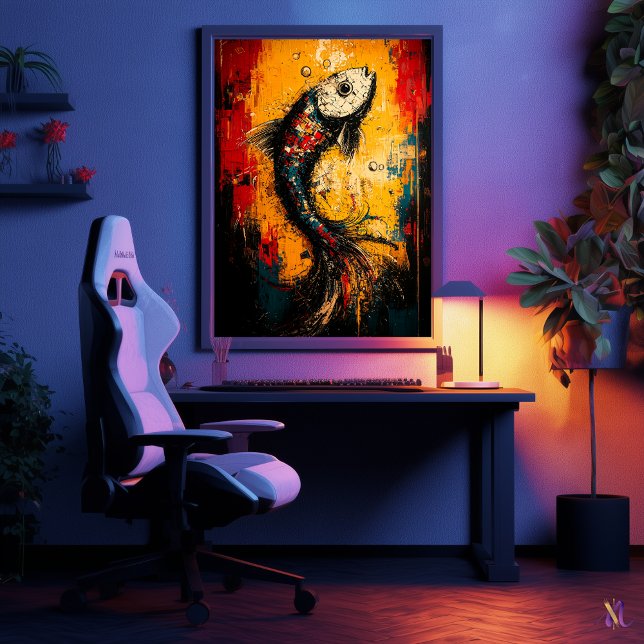 Fluid Rörelse Contemporary Expressionist Fish Artw Poster (Skapare uppladdad)
