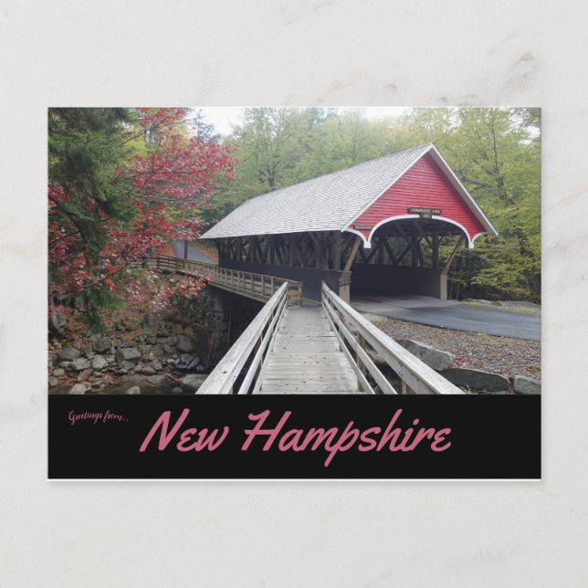 Flume Covered Bridge New Hampshire Vykort (Framsida)