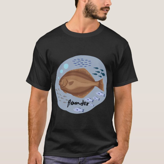 Flundra fisk illustration t shirt (Framsida)