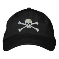 Fluo Grönt Thunderbolt Crossbone Skull Embroidery