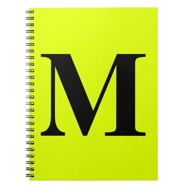 Fluorescent Chartreuse Gult Neon Monogram Gift Anteckningsbok (Framsidan)