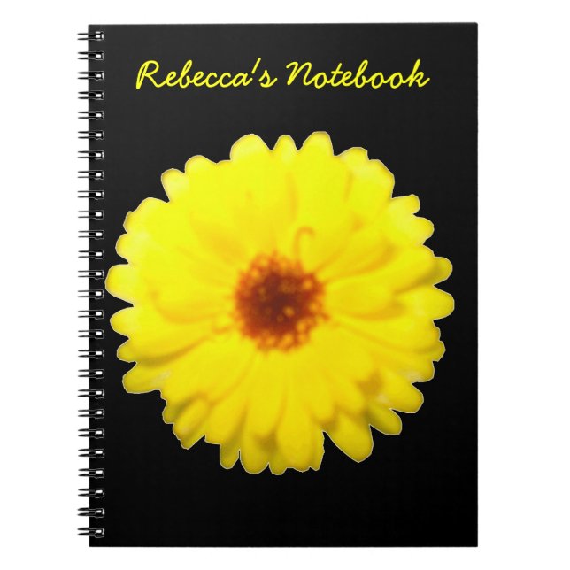 Fluorescent Gult Marigold-Anpassade - bärbar dator Anteckningsbok Med Spiral (Framsidan)