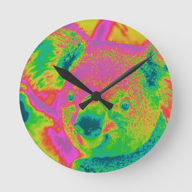 fluorescent koala björn rund klocka (Framsida)