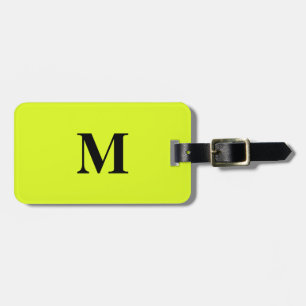 Fluorescent Light Gult Grönt Monogram Namn Gift Bagagebricka