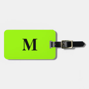 Fluorescent Lime Green Colorful Monogram Namn Bagagebricka