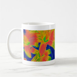 fluorescerande blommor kaffemugg