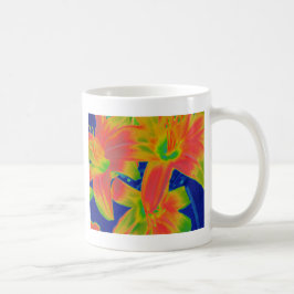 fluorescerande blommor kaffemugg