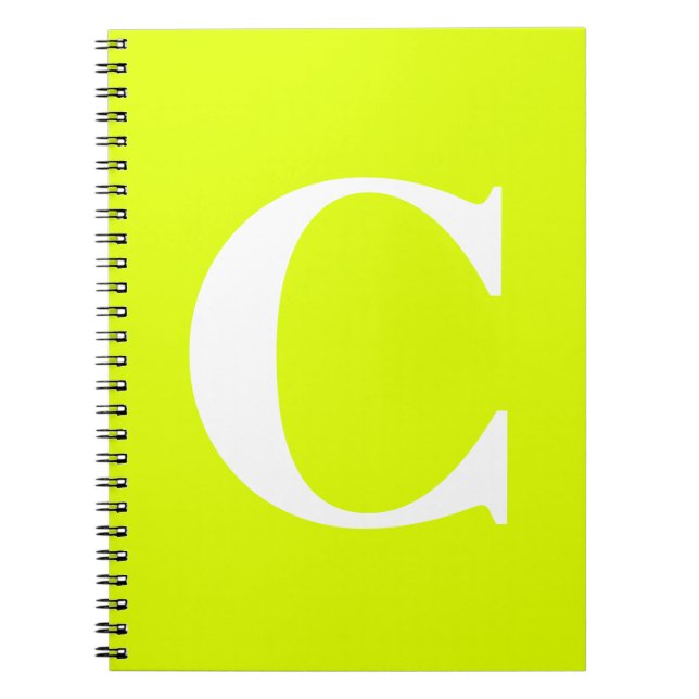 Fluorescerande Chartreuse Gult Neon Namn Monogram Anteckningsbok (Framsidan)