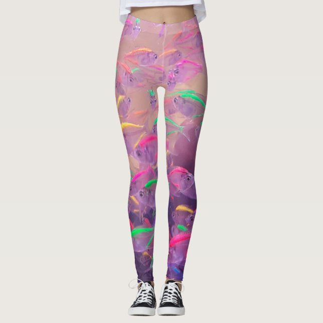 Fluorescerande fisk i havet leggings (Framsida)
