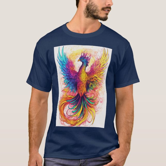 Fluorescerande fotoenix-design t shirt (Framsida)