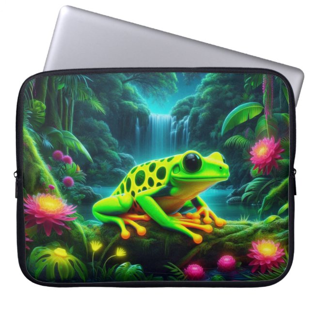 Fluorescerande groda laptop fodral (Framsidan)
