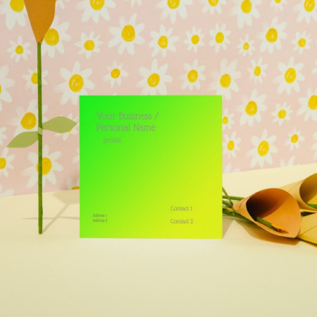 fluorescerande grön-gul gradient fyrkantigt visitkort (Skapare uppladdad)