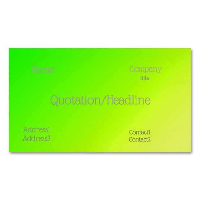 fluorescerande grön-gul gradient magnetiska visitkort (Framsida)