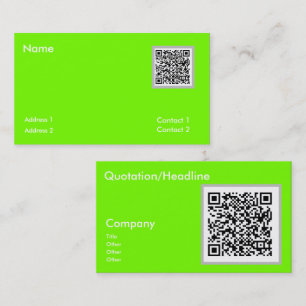 fluorescerande grön - QR-kod Namn Kort