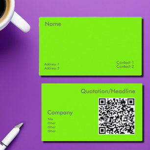 fluorescerande grön -QR-kod Visitkort