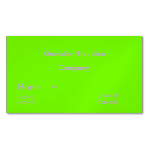 fluorescerande grönt - fast färg magnetiska visitkort