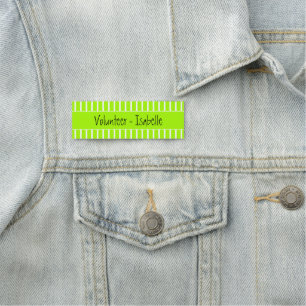 Fluorescerande Grönt Lättläst Volunteer Namnbricka