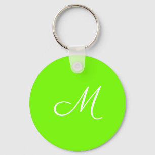 fluorescerande grönt - monogrammad nyckelring