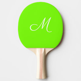 fluorescerande grönt - monogrammad pingisracket