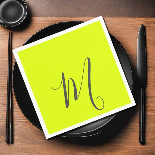 fluorescerande gult - chic monogram pappersservett (Skapare uppladdad)
