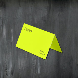 fluorescerande gult fast färg visitkort