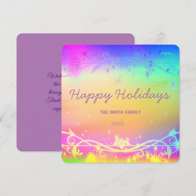 Fluorescerande lila julbakgrund Höstbil Julkort (Fram/baksida)