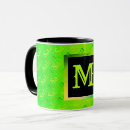 Fluorescerande neon Elegant Monogrammad Mugg