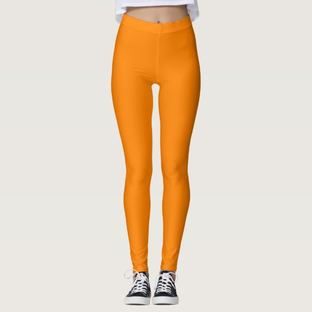 Fluorescerande Orange Leggings - enkel och unik (Framsida)