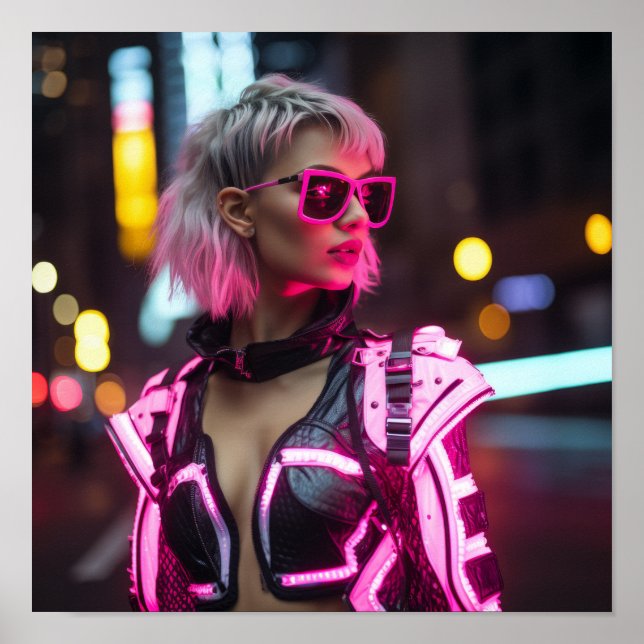 Fluorescerande Rosa av Pride Cyberpunk Outfit 1 -  Poster (Framsidan)