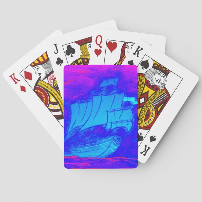 fluorescerande segelbåt 1 casinokort (Baksidan)