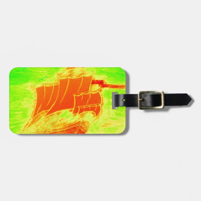 fluorescerande segelbåt bagagebricka (Horisontell Framsida)