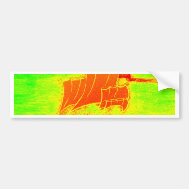 fluorescerande segelbåt bildekal (Framsidan)