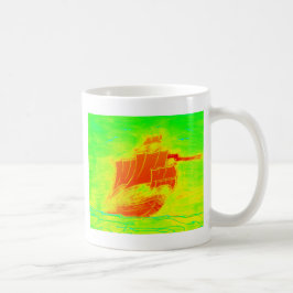 fluorescerande segelbåt kaffemugg