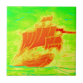fluorescerande segelbåt kakelplatta