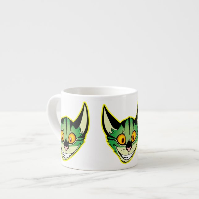 Fluorescerande Tecknad Cat Espresso Mugg Espressomugg (Framsida vänster)